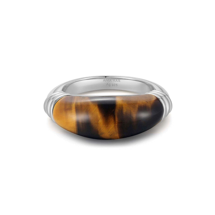 Silver Tiger Eye Statement Ring R068-01H