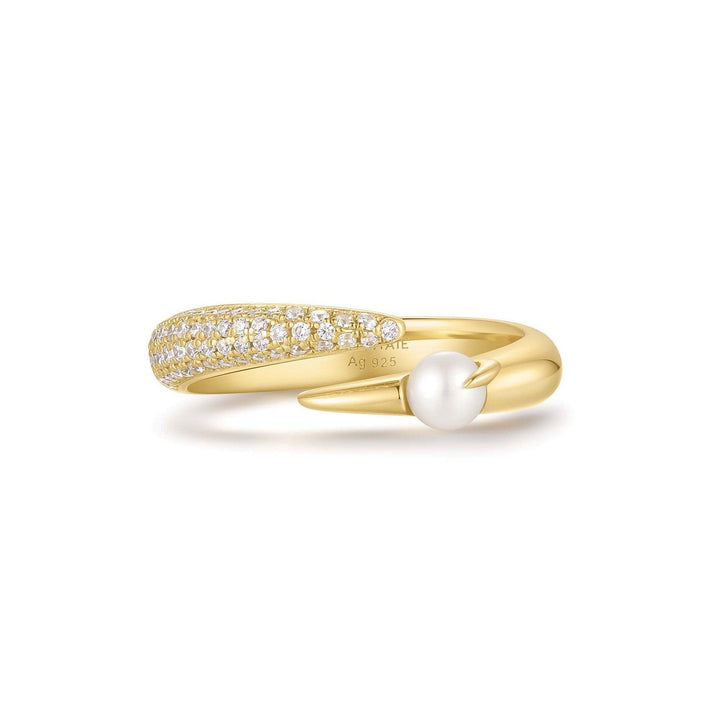 Gold Sparkle Pearl Crossover Adjustable Ring R069-01G