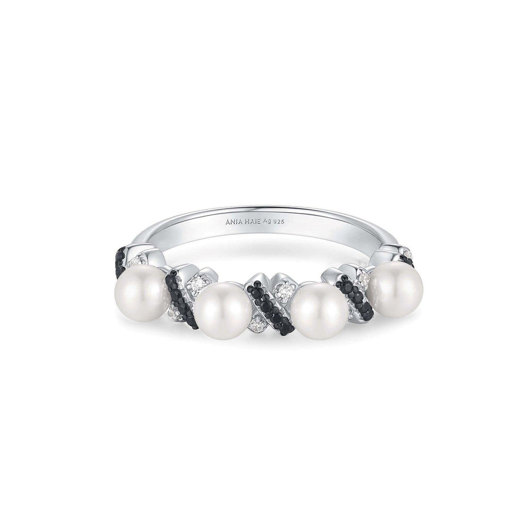 Two-Tone Sparkling Braided Shell Pearl Ring R069-02T