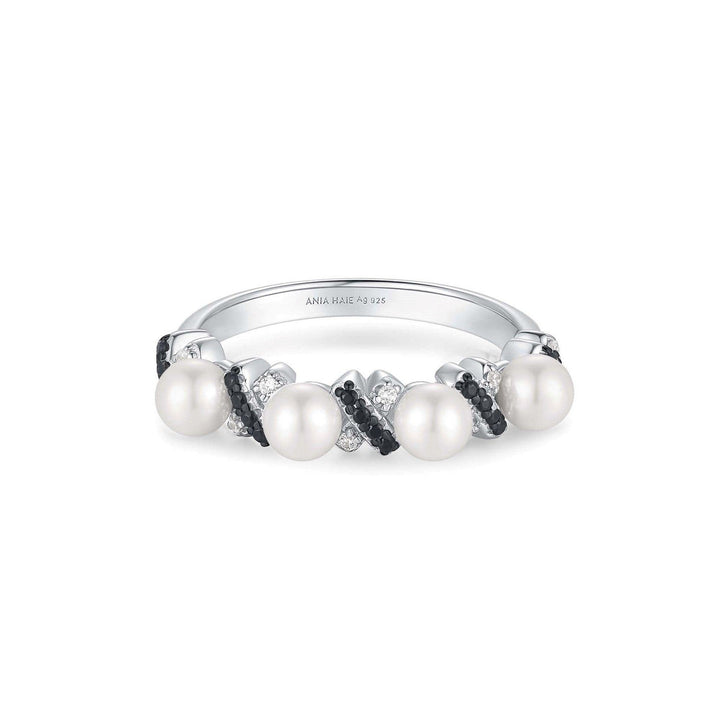 Two-Tone Sparkling Braided Shell Pearl Ring R069-02T