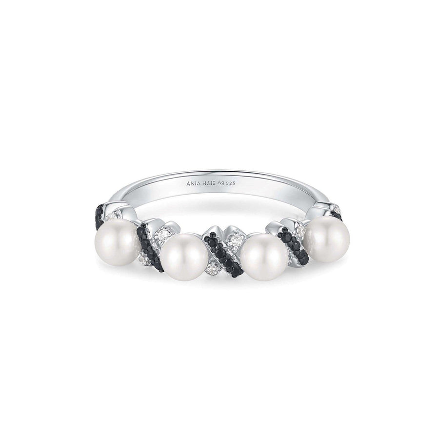 Two-Tone Sparkling Braided Shell Pearl Ring R069-02T
