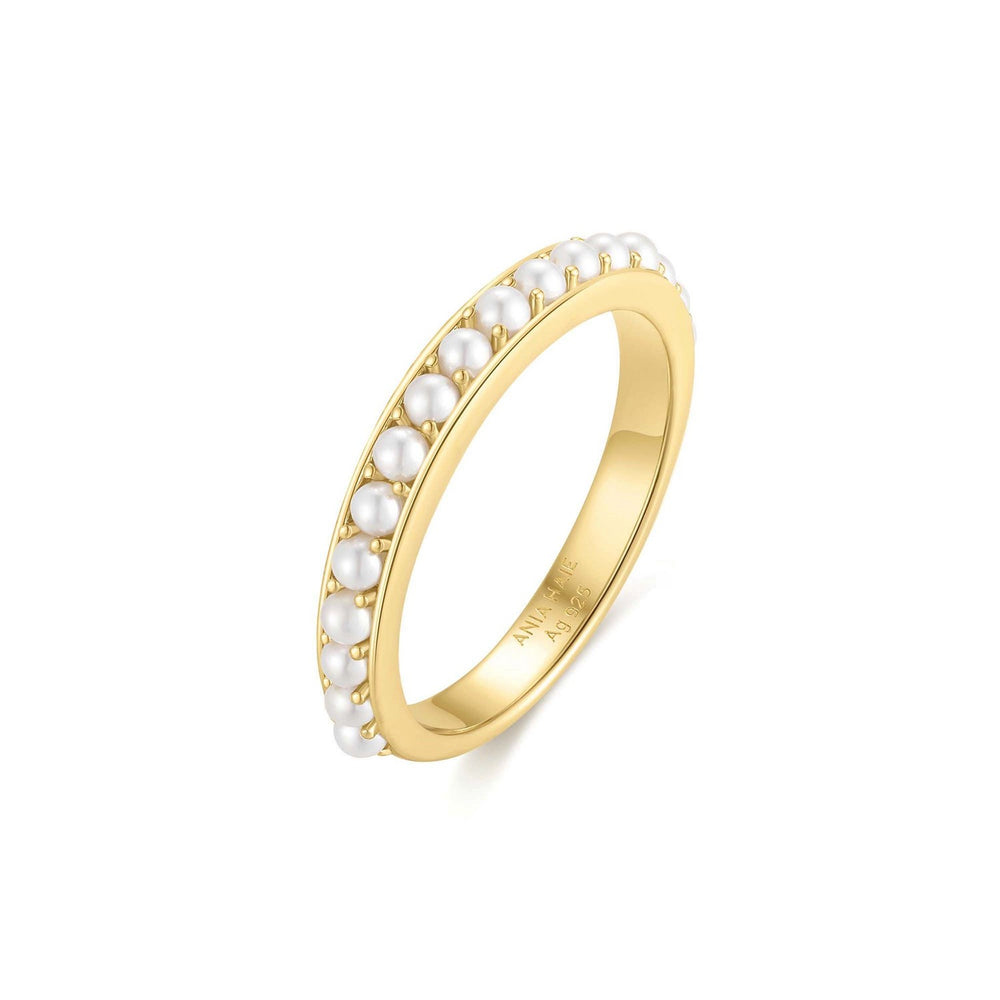 Gold Shell Pearl Beaded ring R069-03G