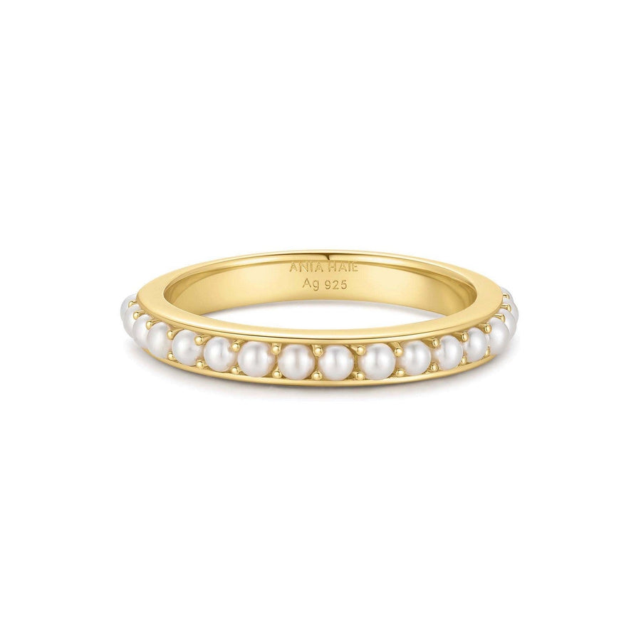 Gold Shell Pearl Beaded ring R069-03G