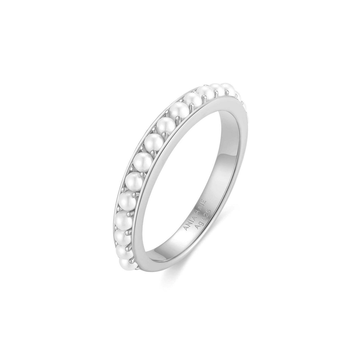 Silver Shell Pearl Beaded ring R069-03H
