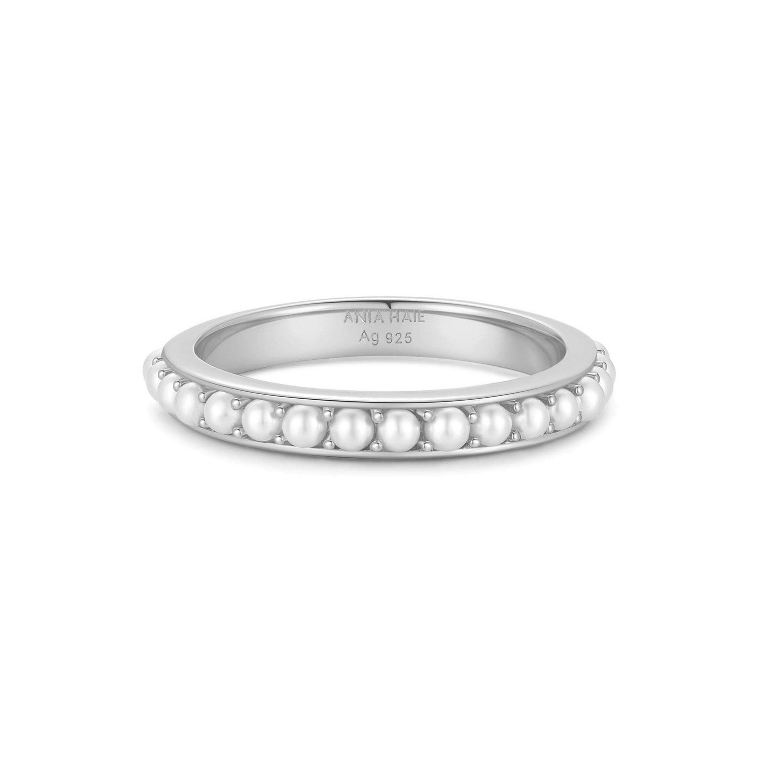 Silver Shell Pearl Beaded ring R069-03H
