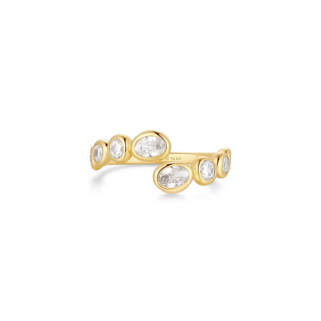 Ania Haie Wanderer Gold Organic Pebble Spiral Bezel Adjustable Ring R076-01G