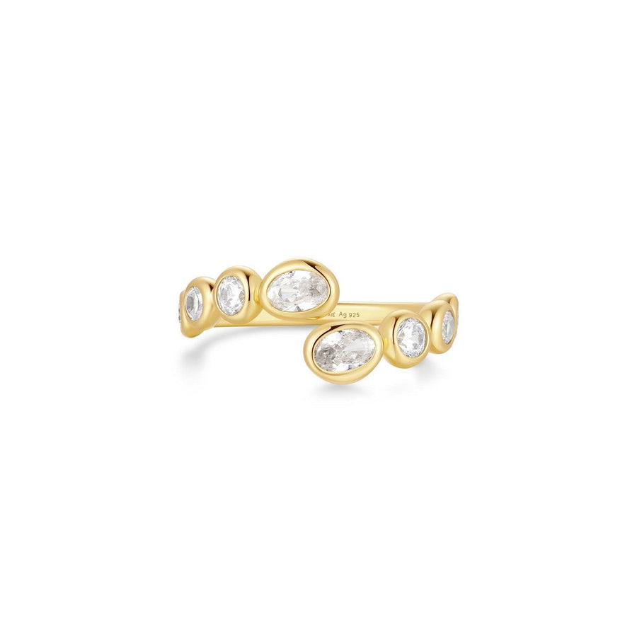 Ania Haie Wanderer Gold Organic Pebble Spiral Bezel Adjustable Ring R076-01G