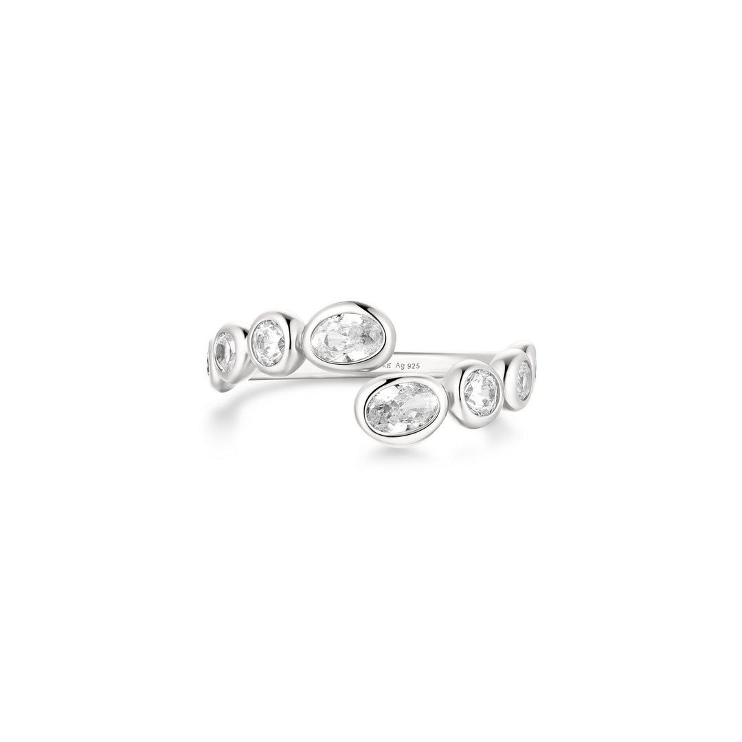 Ania Haie Wanderer Silver Organic Pebble Spiral Bezel Adjustable Ring R076-01H