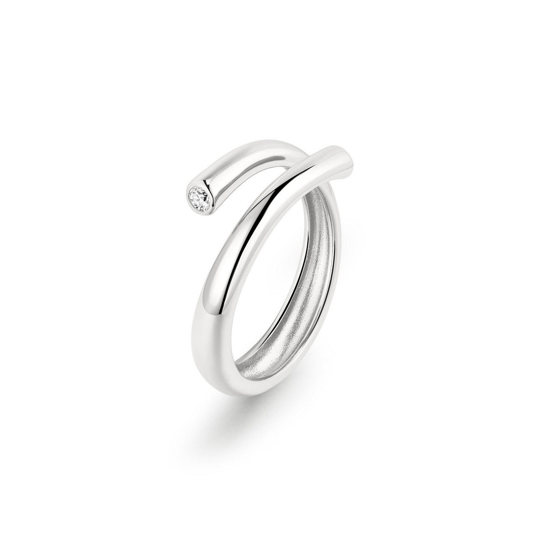 Ania Haie Wanderer Silver Spiral Bezel-End Adjustable Ring R076-02H