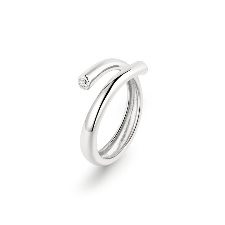 Ania Haie Wanderer Silver Spiral Bezel-End Adjustable Ring R076-02H