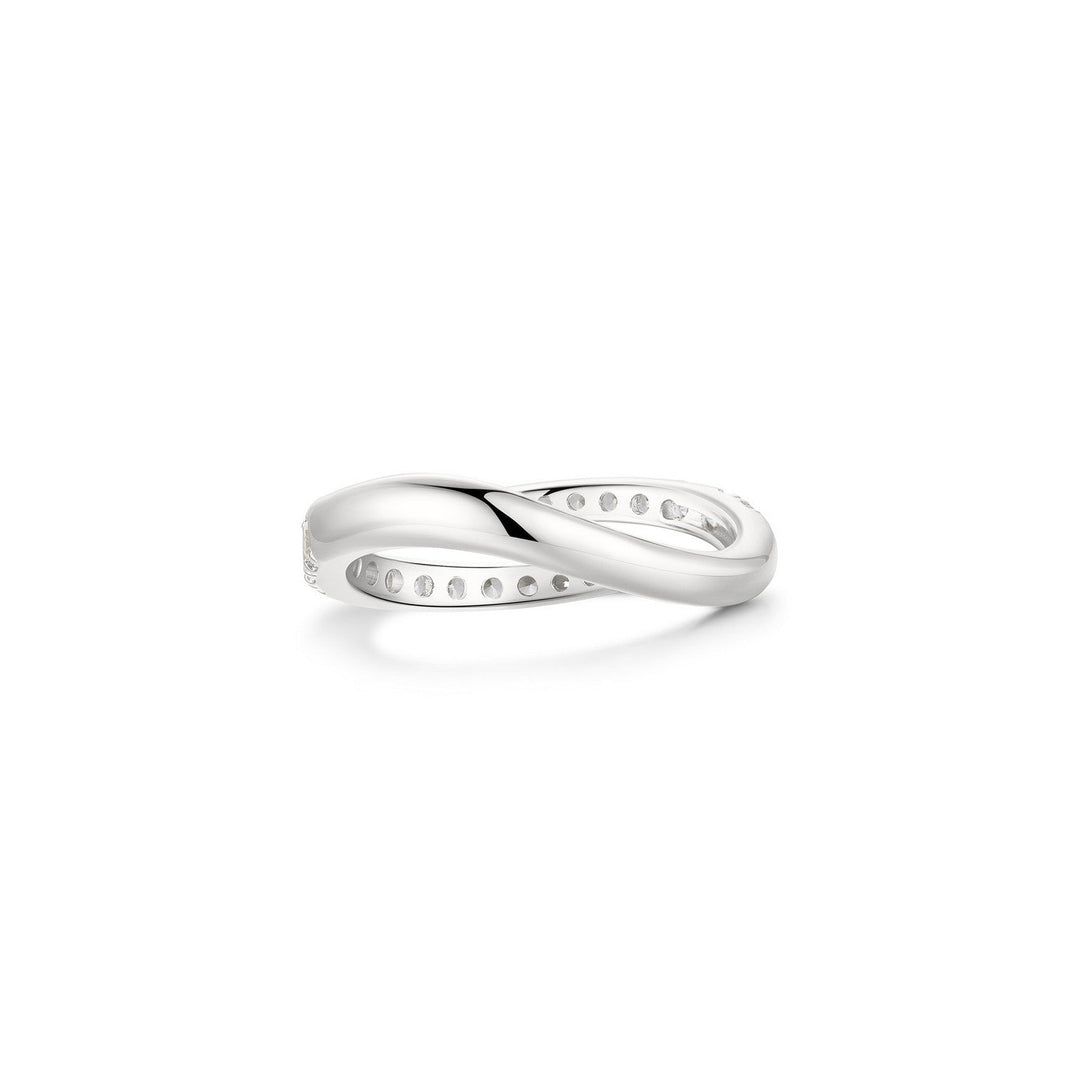 Ania Haie Fairy Dust Silver Spiral Pave Adjustable Ring R079-01H
