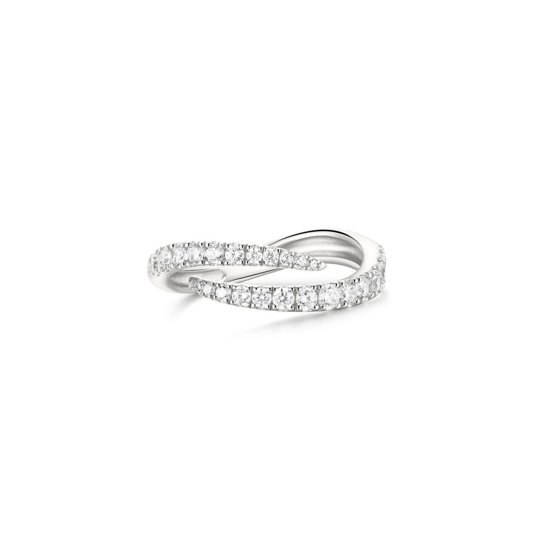 Ania Haie Fairy Dust Silver Spiral Pave Adjustable Ring R079-01H