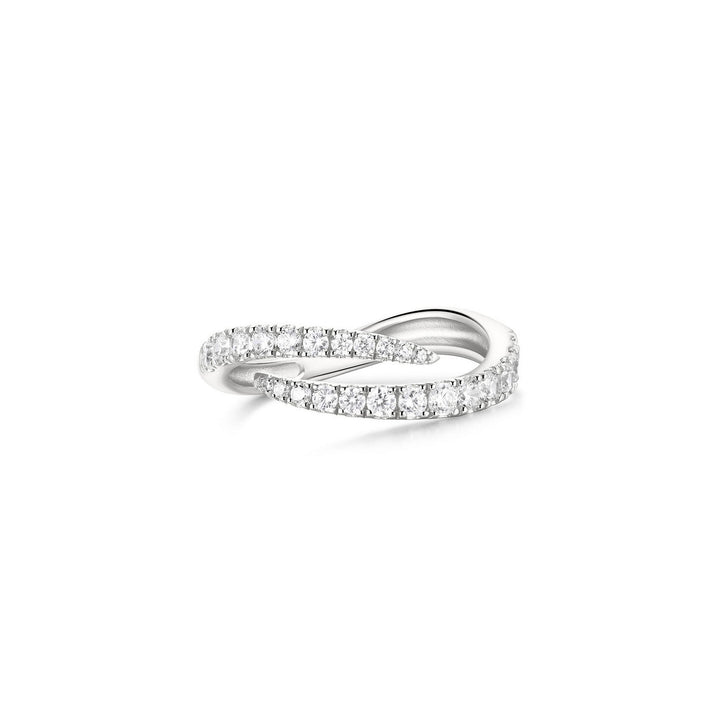 Ania Haie Fairy Dust Silver Spiral Pave Adjustable Ring R079-01H