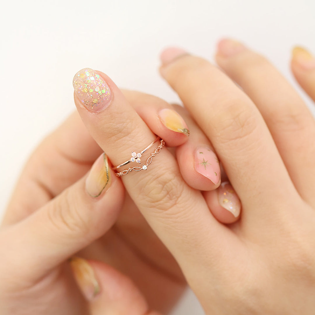 Double moonstone vine ring-3