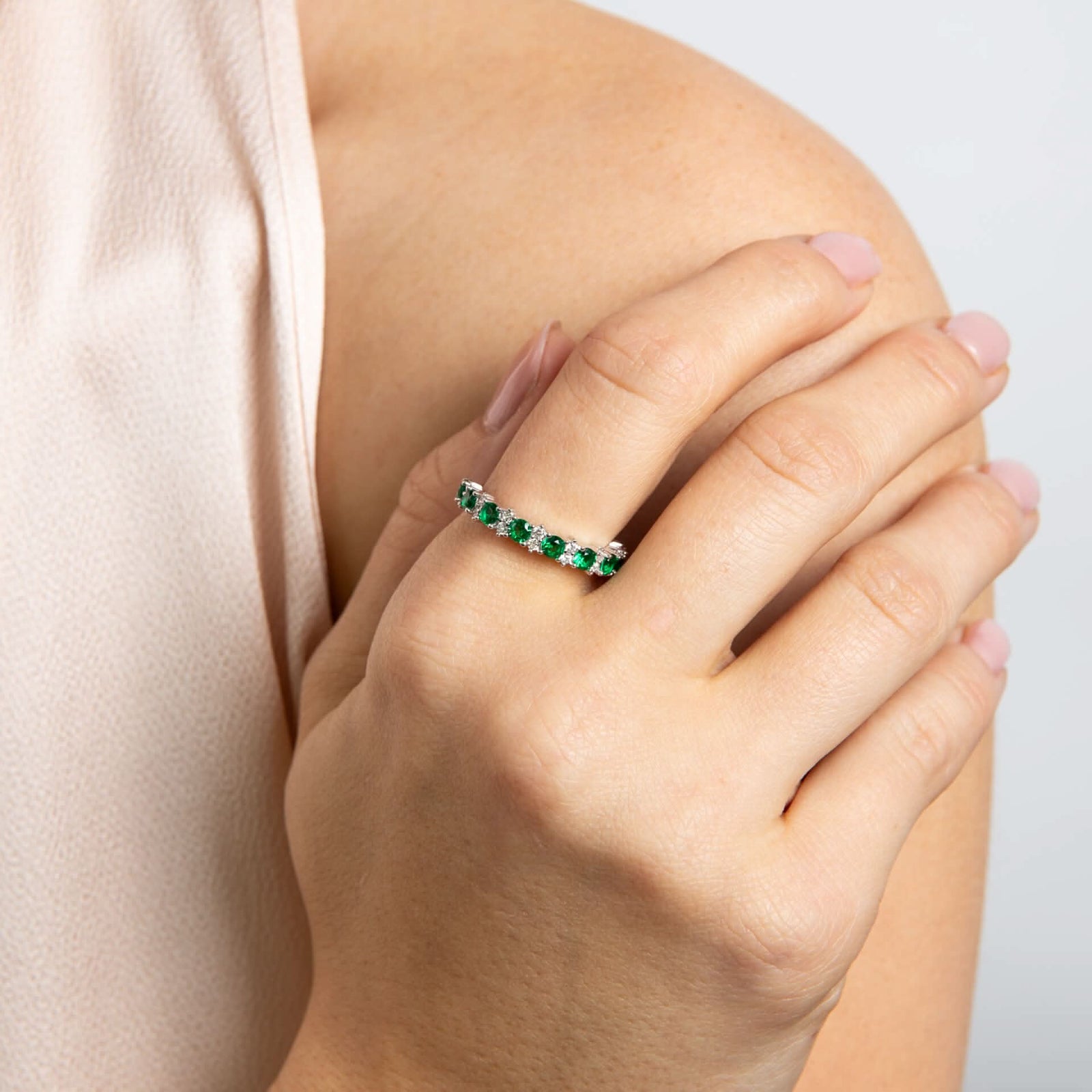 Diamonfire White Green Zirconia 3/4 Eternity Ring  R3943