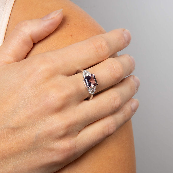 Diamonfire Clear Morganite Cubic Zirconia Delicate Princess Cut Ring R3999