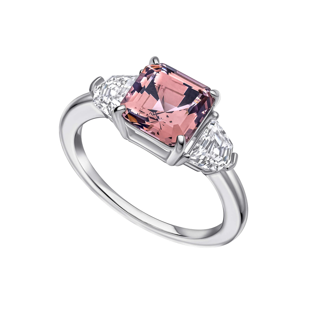 Diamonfire Clear Morganite Cubic Zirconia Delicate Princess Cut Ring R3999