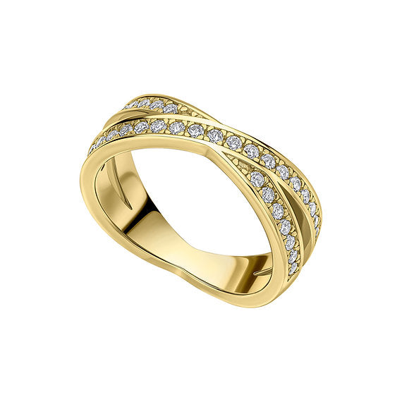 Diamonfire Gold Clear Cubic Zirconia Contemporary Round Cut Ring R4002