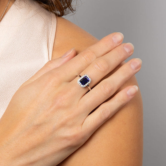 Diamonfire Clear Sapphire Cubic Zirconia Modern Cushion Cut Ring R4005