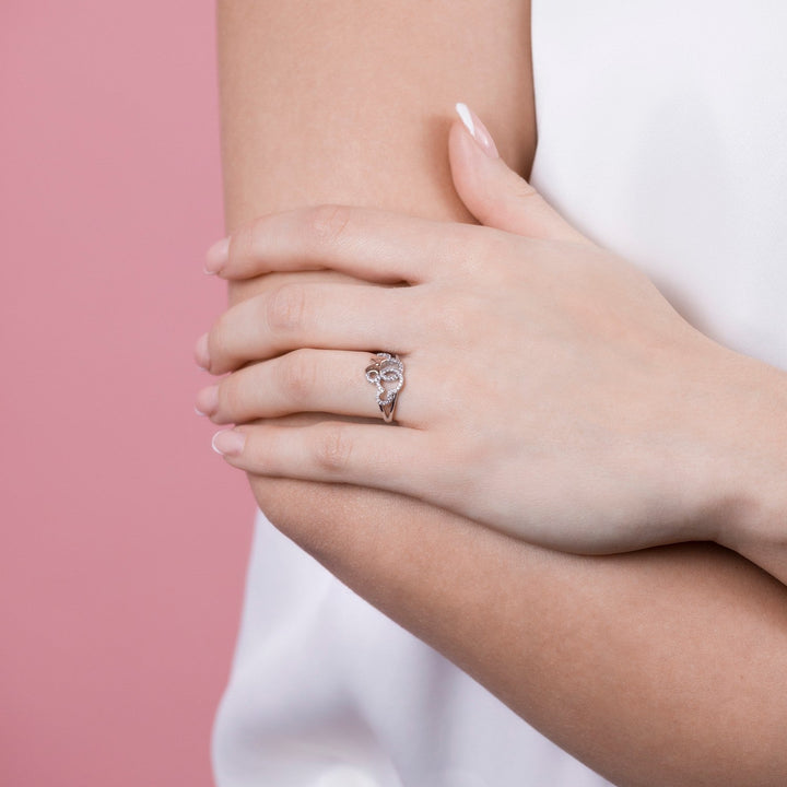 Disney Mickey & Minnie Sterling Silver 925 Tt Plt And Mouse Cz Ring R901384TZWL-6.PH