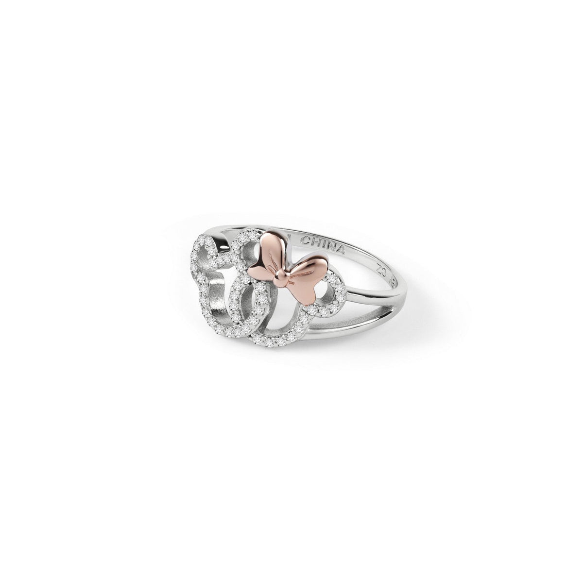 Disney Mickey & Minnie Sterling Silver 925 Tt Plt And Mouse Cz Ring R901384TZWL-7.PH