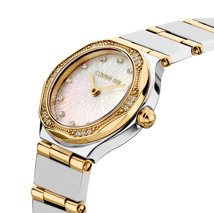 Cerruti Two-Tone Bracelet White Pearl Dial Watch CIWLG0008502