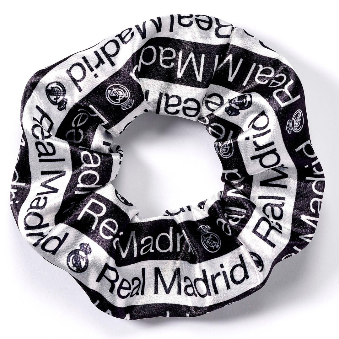 Real Madrid Black White Logo Hair Scrunchie RMHS0012