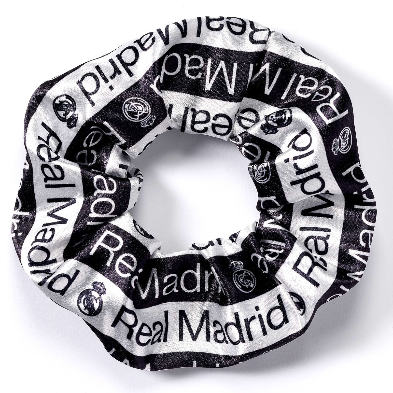 Real Madrid Black White Logo Hair Scrunchie RMHS0012