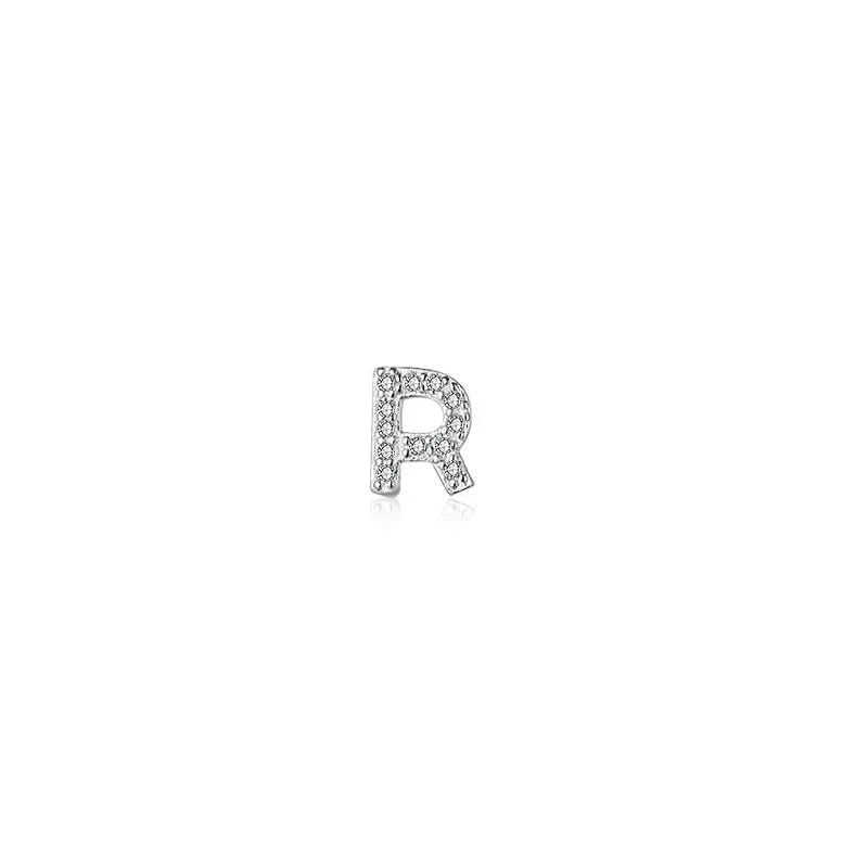 Diamond Letter Initial Silver Stud Earring- a pair