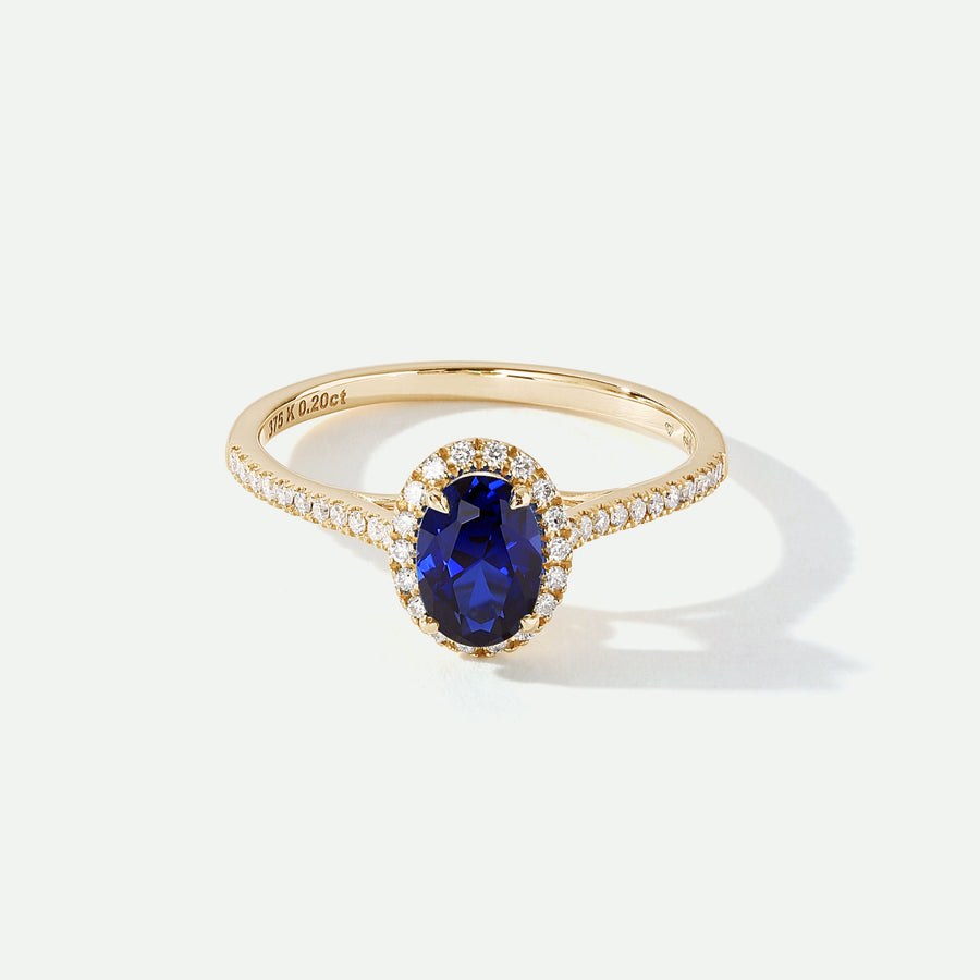 Rosalind | 9ct Yellow Gold 0.20ct tw Lab Grown Diamond and Created Sapphire Ring