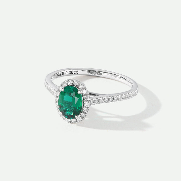 Rosalind | 9ct White Gold 0.20ct tw Lab Grown Diamond and Created Emerald Ring-2