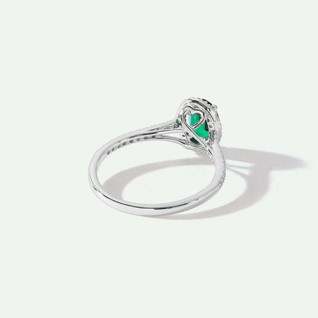 Rosalind | 9ct White Gold 0.20ct tw Lab Grown Diamond and Created Emerald Ring