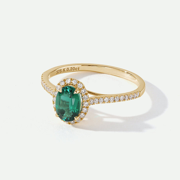 Rosalind | 9ct Yellow Gold 0.20ct tw Lab Grown Diamond and Created Emerald Ring-2