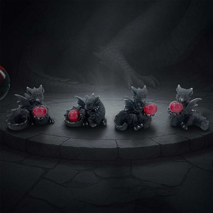 Midnight Treasures Mini Dragon Figurine Set of 4 S7451A26