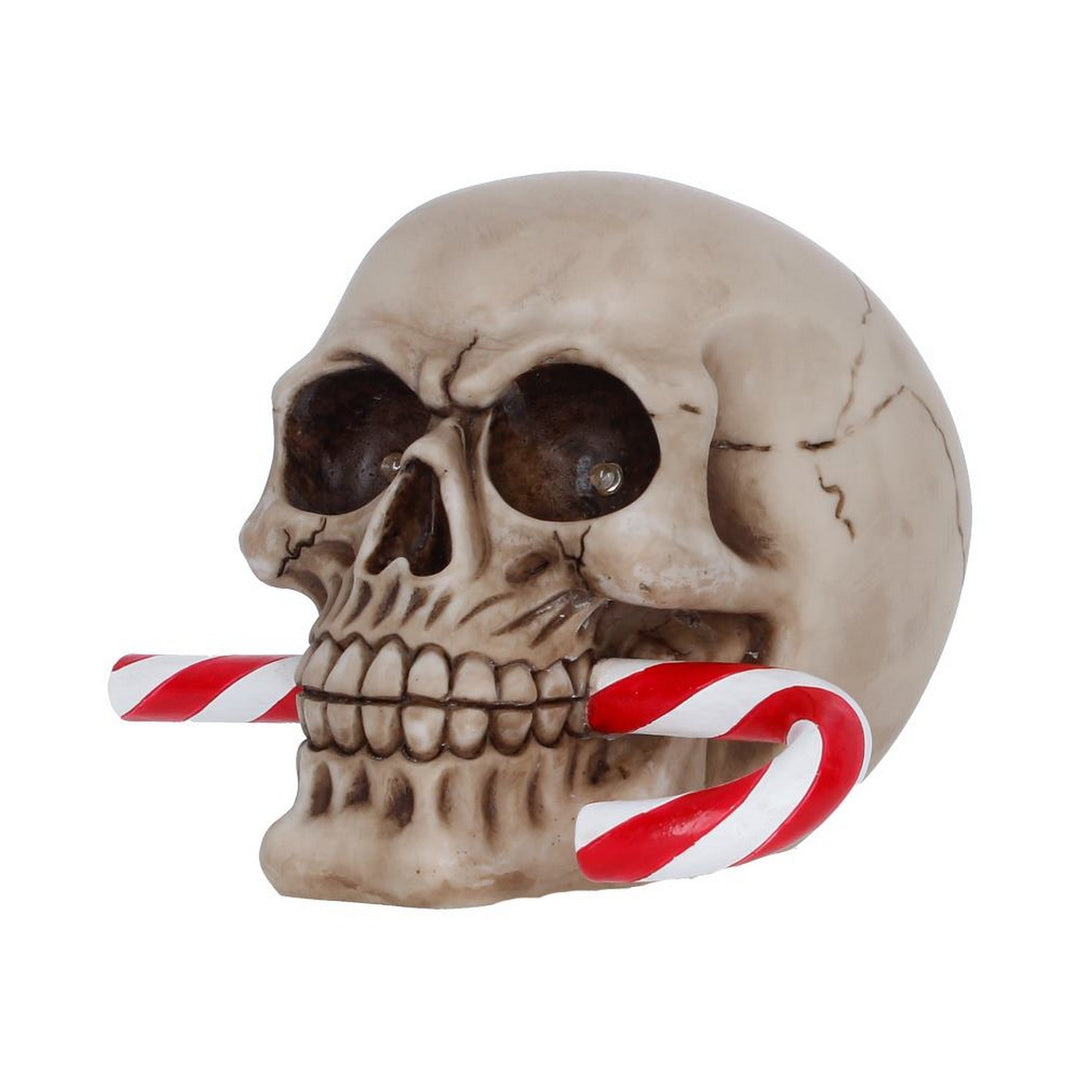 Frostbite Candy Cane LED Skull Figurine 12cm S7640B26