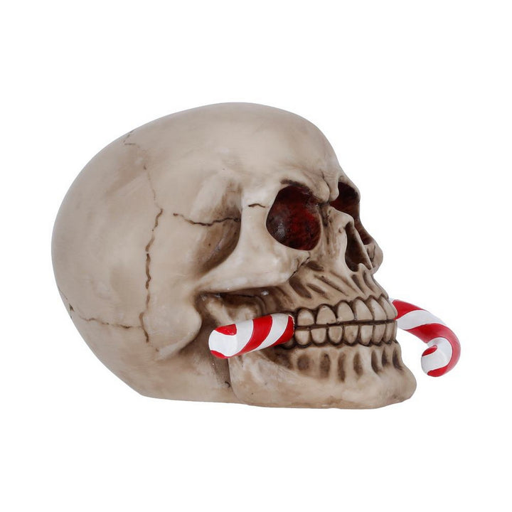 Frostbite Candy Cane LED Skull Figurine 12cm S7640B26