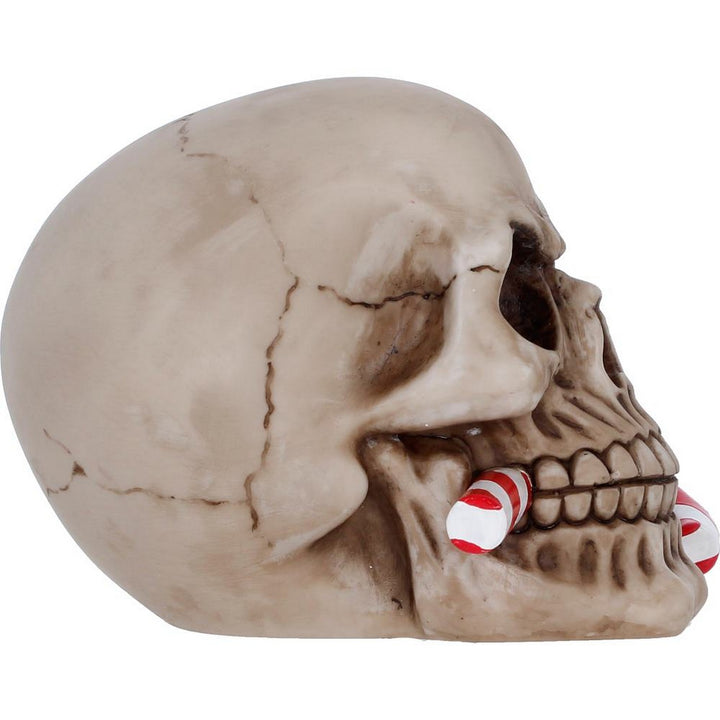 Frostbite Candy Cane LED Skull Figurine 12cm S7640B26