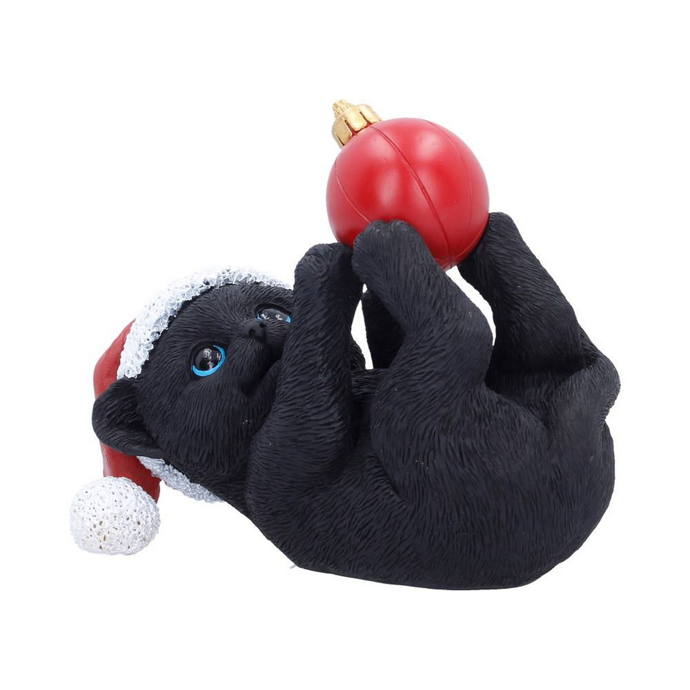 Cat in Santa Hat Playing With Bauble 13.5cm S7674B26