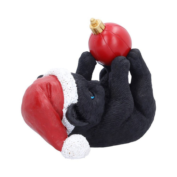 Cat in Santa Hat Playing With Bauble 13.5cm S7674B26