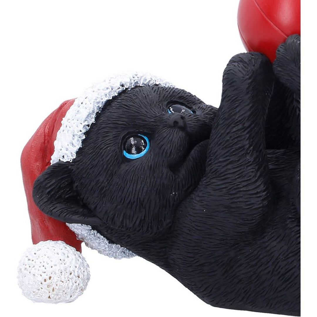 Cat in Santa Hat Playing With Bauble 13.5cm S7674B26