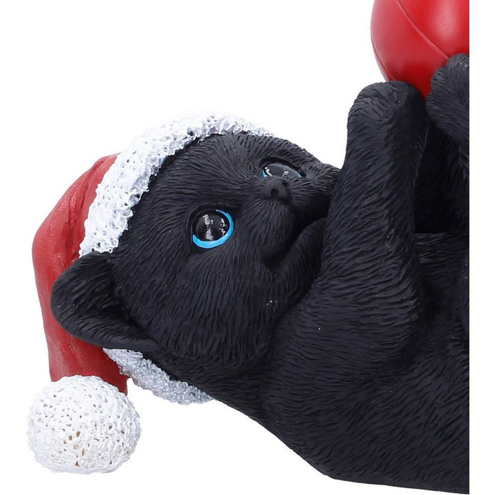 Cat in Santa Hat Playing With Bauble 13.5cm S7674B26
