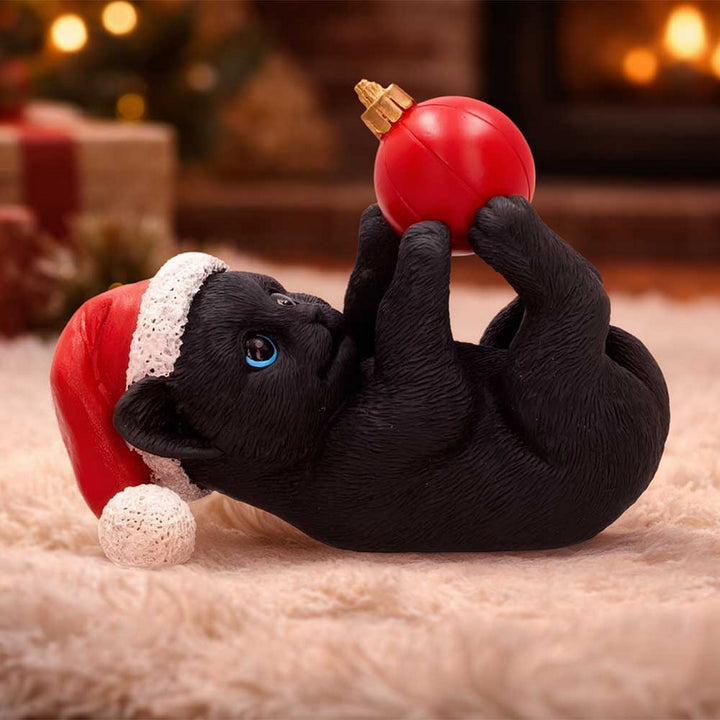 Cat in Santa Hat Playing With Bauble 13.5cm S7674B26