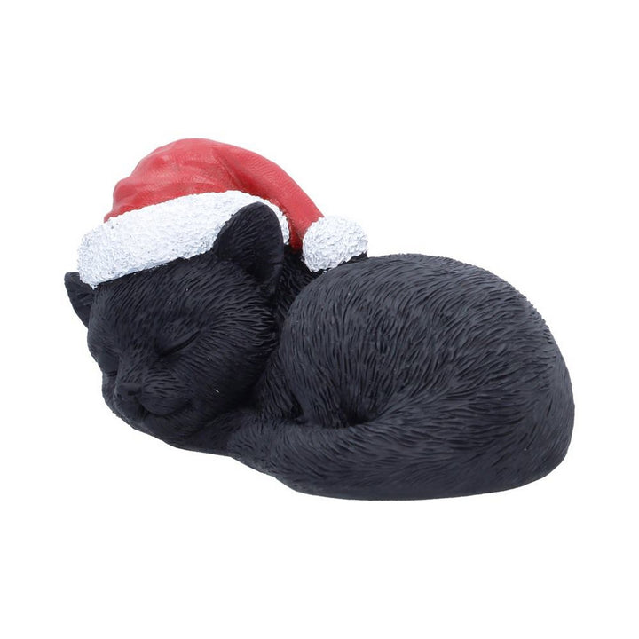 Sleeping Black Cat in Santa Hat 9.5cm S7676B26