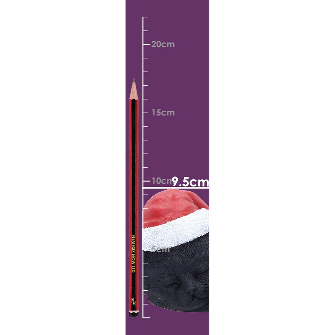 Sleeping Black Cat in Santa Hat 9.5cm S7676B26