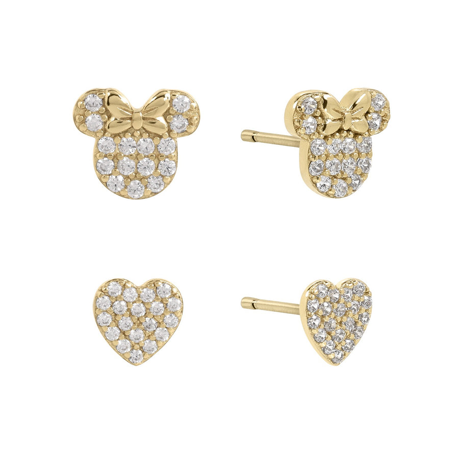 Silver Heart And Minnie Mouse Stone Set Gold Plated Earring Set S901070CZWL.PH