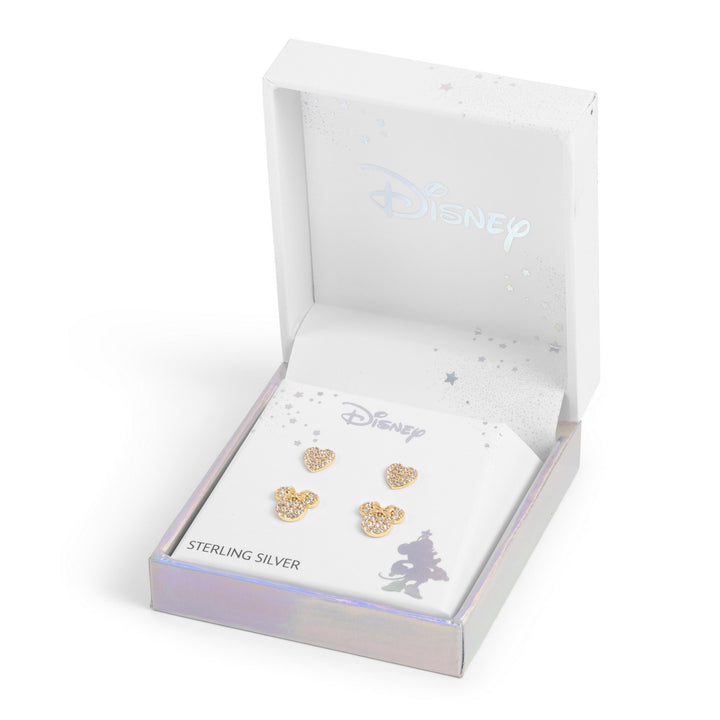 Silver Heart And Minnie Mouse Stone Set Gold Plated Earring Set S901070CZWL.PH