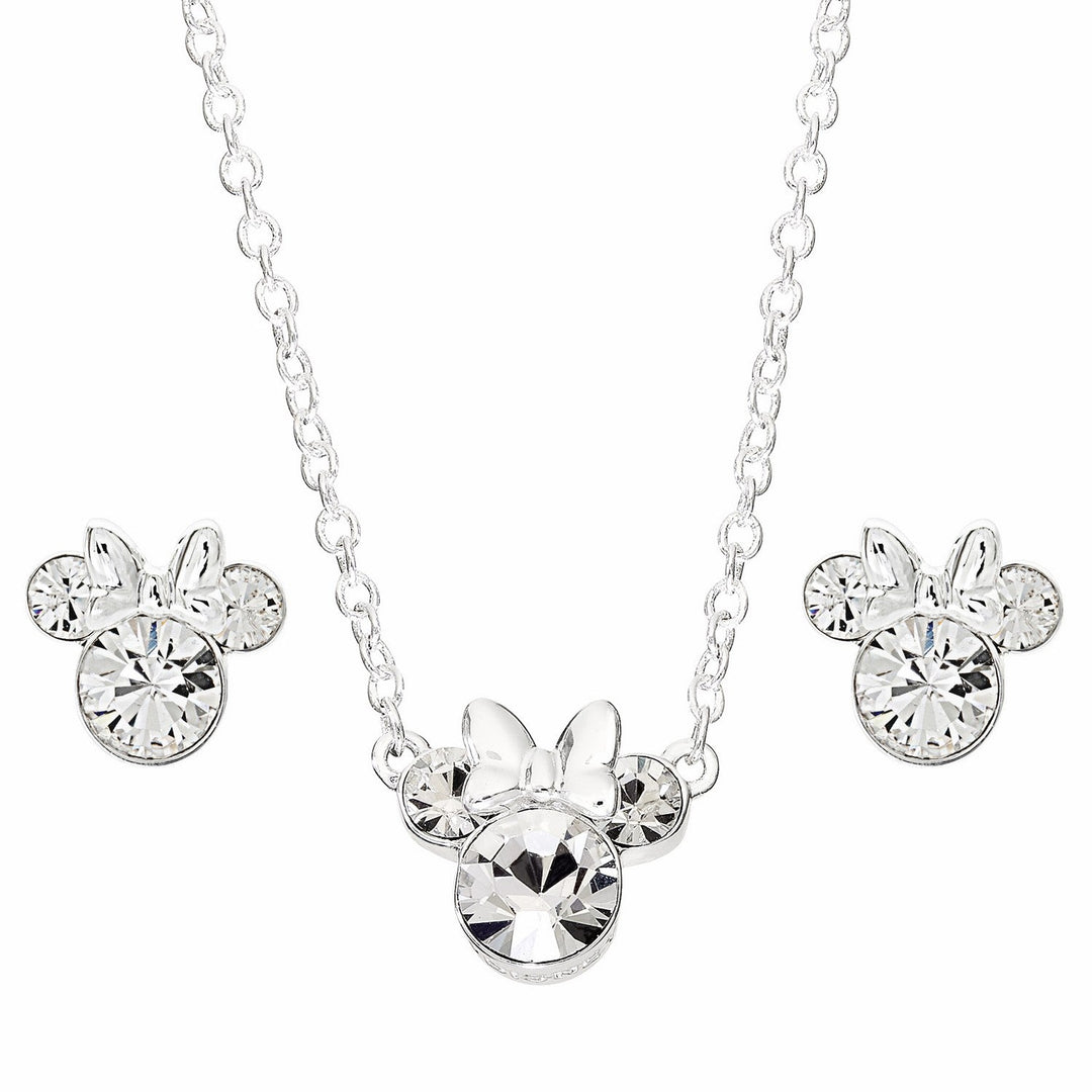 Disney Mickey & Minnie Silver Plated And Stud Earring Set Sterling Necklace SF00111SRWL.PH
