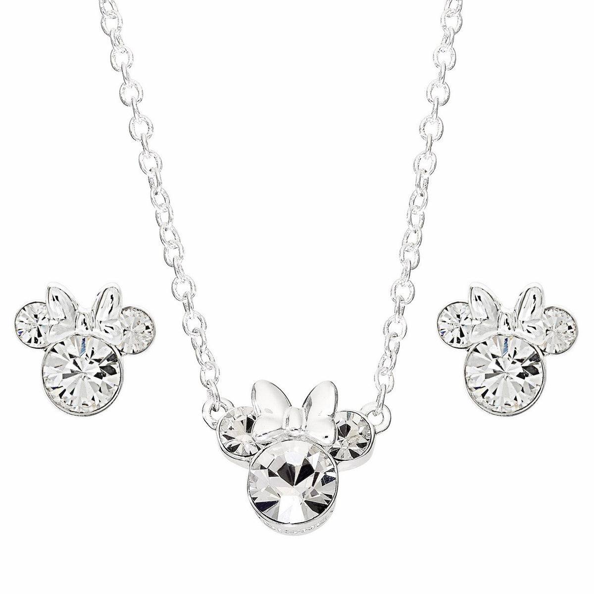 Disney Mickey & Minnie Silver Plated And Stud Earring Set Sterling Necklace SF00111SRWL.PH
