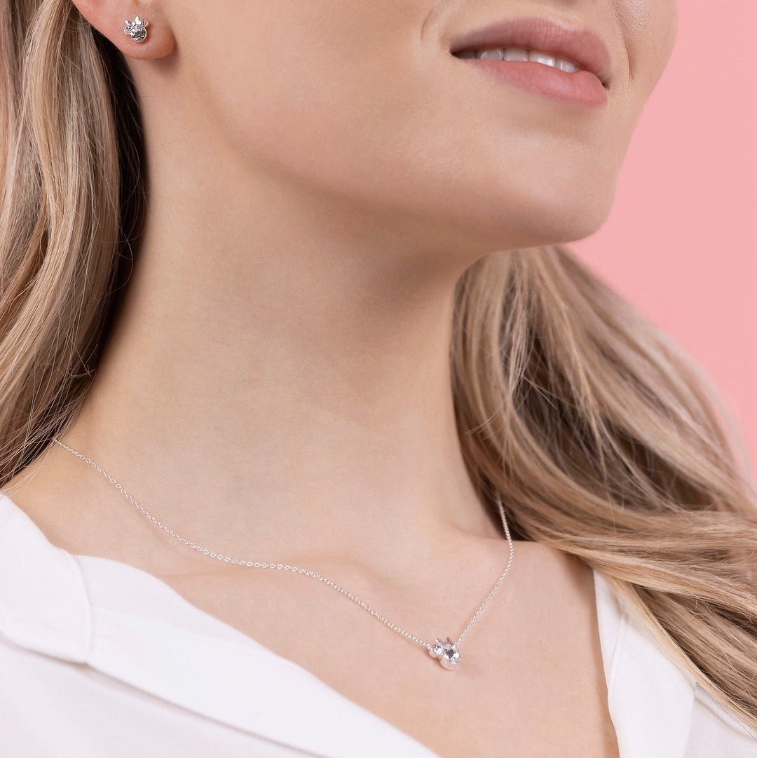 Disney Mickey & Minnie Silver Plated And Stud Earring Set Sterling Necklace SF00111SRWL.PH