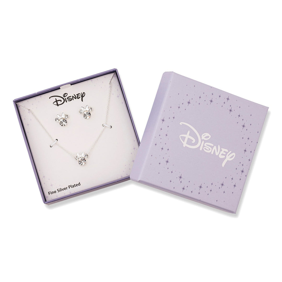 Disney Mickey & Minnie Silver Plated And Stud Earring Set Sterling Necklace SF00111SRWL.PH